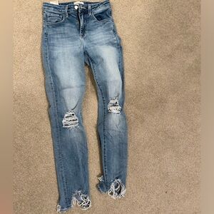 L’agence high waist ankle skinny jeans frayed hem worn once